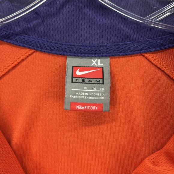 Clemson Tigers Polo Shirt Mens XL Orange Purple 1/4 Zip Jersey Nike Fit NCAA Y2K - Picture 4 of 7
